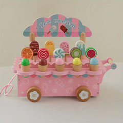 Wooden Playhouse Ice Cream Truck & Dessert Shop Role Playing Toys