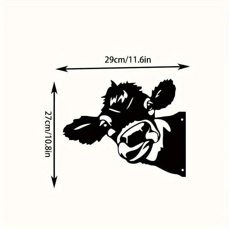 Peeking Cow Outdoor Metal Iron Art Yard Decoration