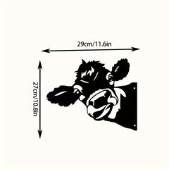 Peeking Cow Outdoor Metal Iron Art Yard Decoration