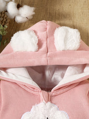 Infant Cloud Print Jumpsuit w/ Bear Ears Hood & Pocket - Newborn Baby Gift