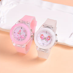 Set of 2 Student LED Luminous Watches with Cartoon Animal Patterns for Girls