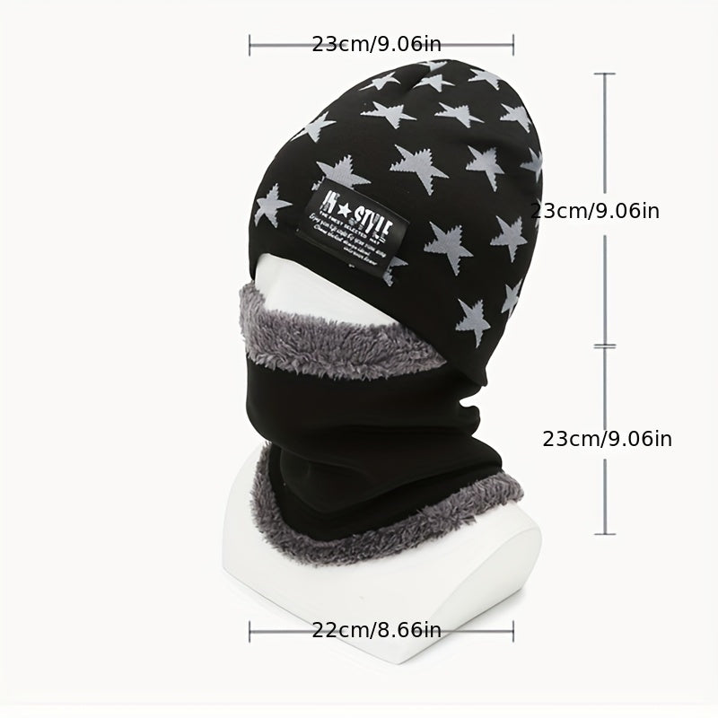 Men's Winter Knit Beanie Hat Coldproof Warm Velvet Ear Protection