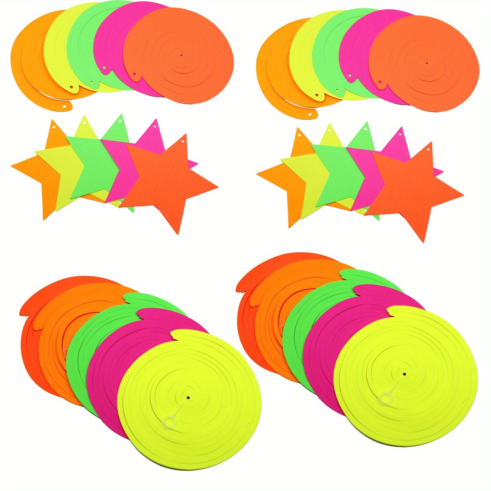 20Pcs Neon Star Swirl Hanging Decorations Glow Party Ceiling Decorations