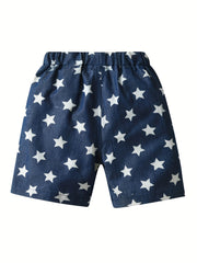 Stylish Star Boys Full Print Denim Shorts for Summer
