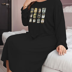 Lounge Dress Women's Cucumber Can Print Nightdress