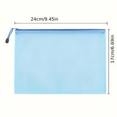 10pcs Mesh Zipper Bag Puzzle Bag For Organizing Storage A5 Size Office Supplies