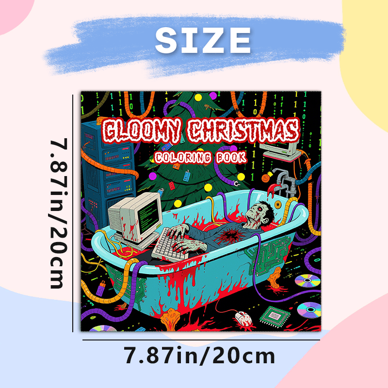 Dark Goth Christmas Adult Coloring Book - Terrifying Santa Holiday Scene