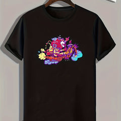 Anime Cartoon Print Men's Graphic Tee for Summer