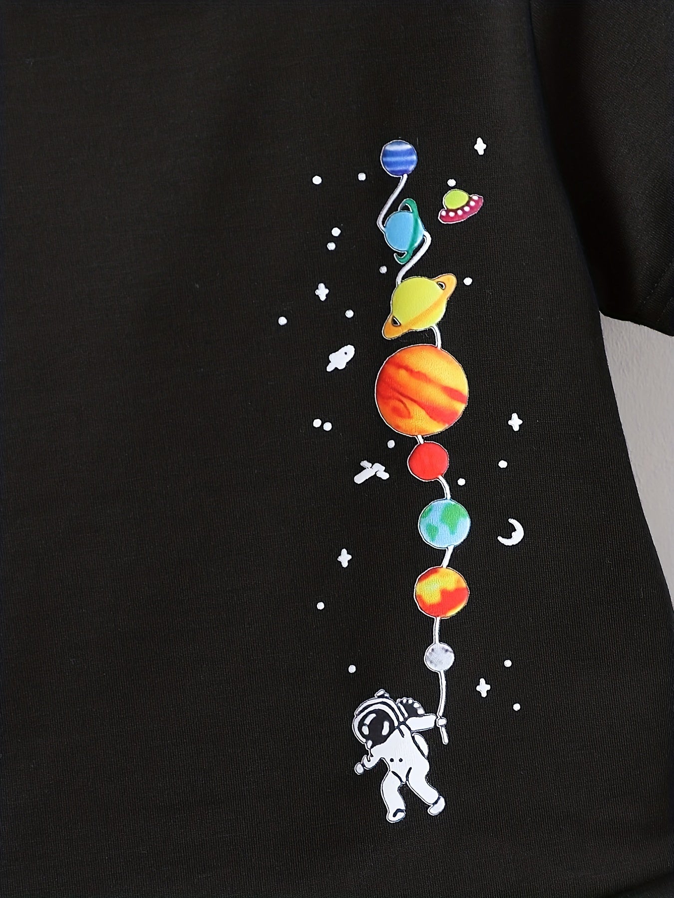 Boys Astronaut Rocket Print T-shirt & Shorts Set Kids Summer Outfit