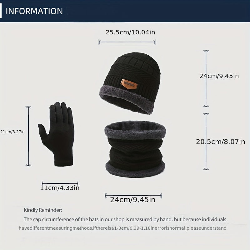 Cycling Knitted Gloves & Hat & Scarf Set