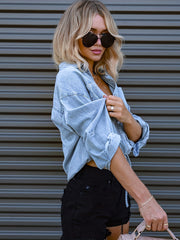 Women's Loose Fit Denim Crop Top