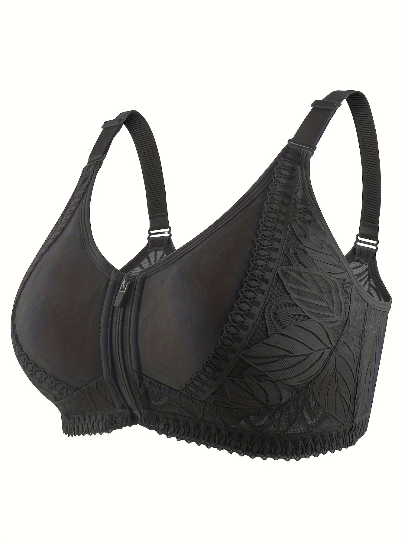 3pcs Lace Wireless Bras Breathable Zipper Intimates Bra Women's Lingerie