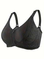 3pcs Lace Wireless Bras Breathable Zipper Intimates Bra Women's Lingerie