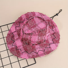 Plaid Cowboy Hat Rose Vintage Fedora Cap