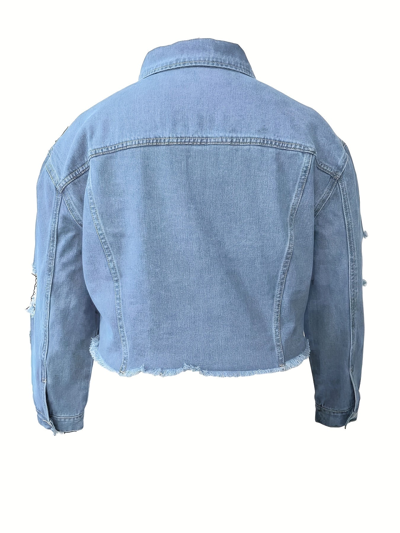 Ripped Button Up Denim Jacket