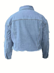 Ripped Button Up Denim Jacket
