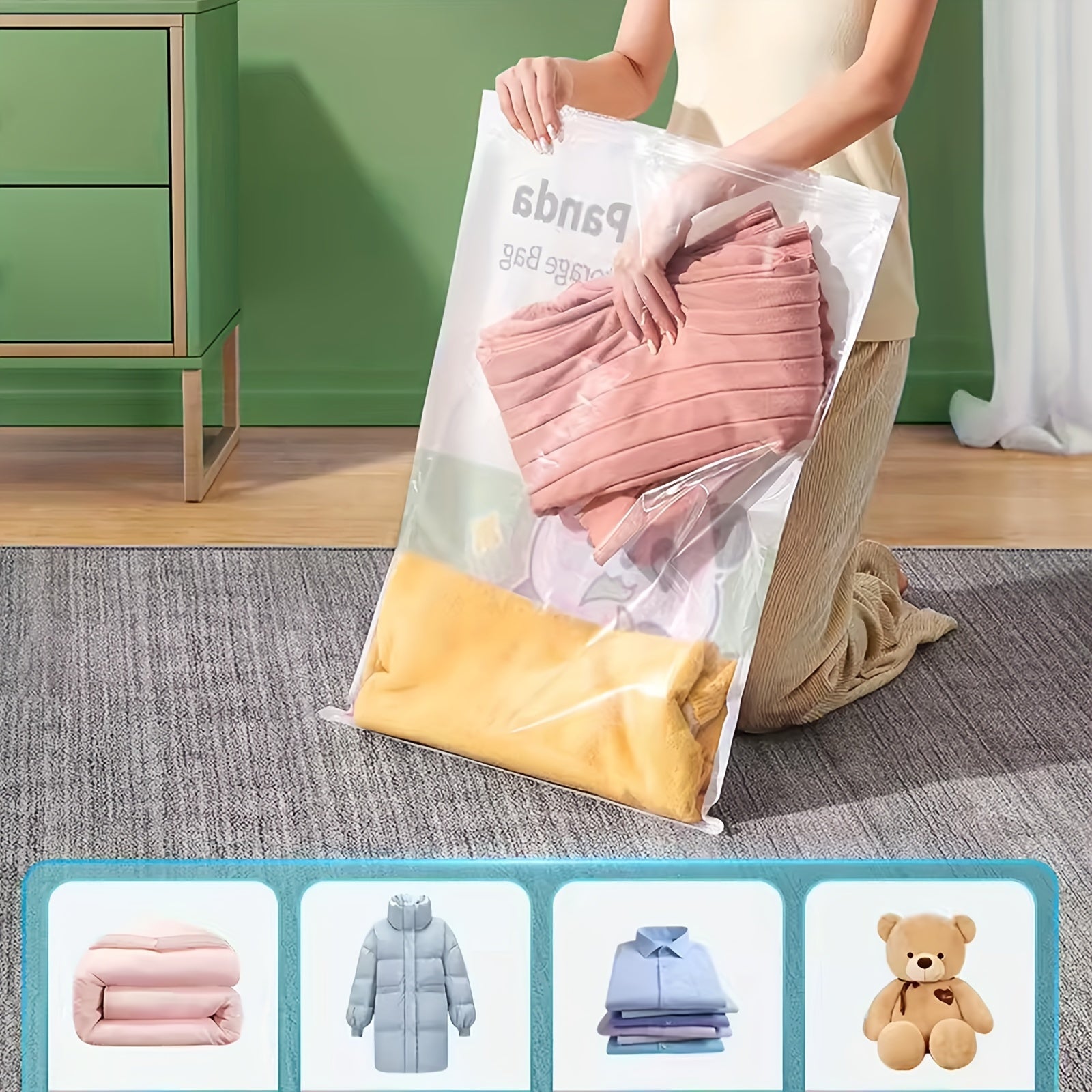 6pcs Vacuum Storage Bag Bedroom Space Saving Quilt Blanket Clothes Sealing Bag