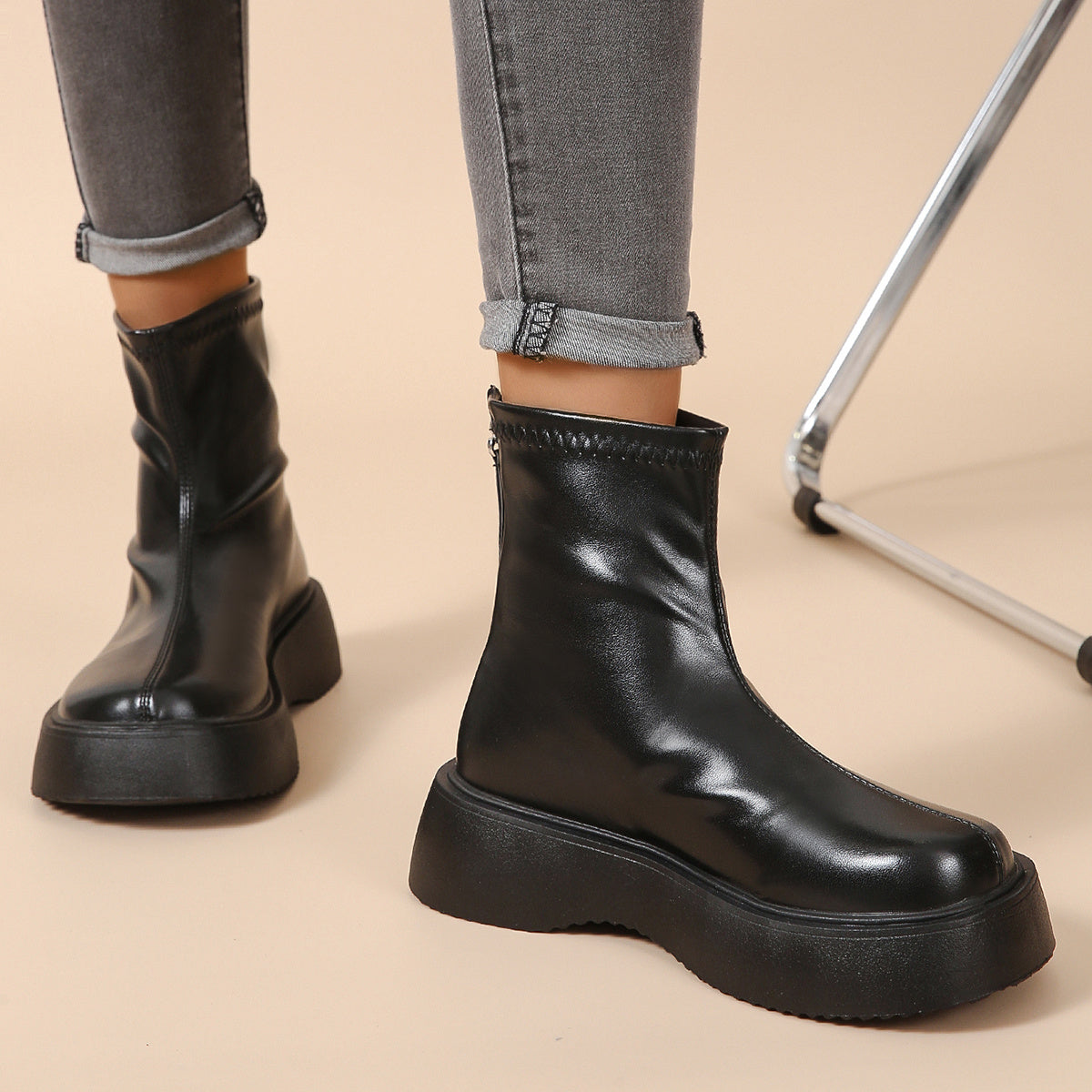 British Style Zip Back Combat Boots