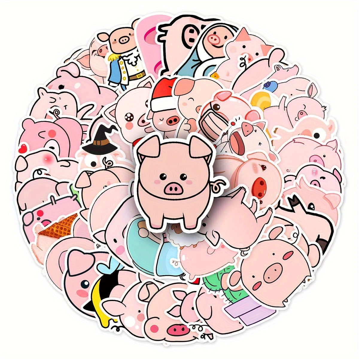 50 Adorable Piggy Waterproof Stickers for Water Bottles Laptops Scrapbooks