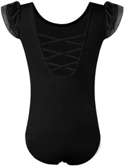 Girls Flutter Short Sleeve Ballet Leotard 95% Cotton