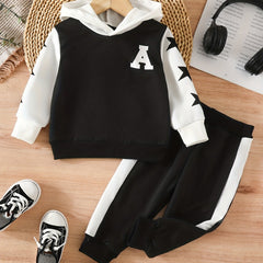 2pcs Baby Hooded Sweatshirt & Pants Sports Set