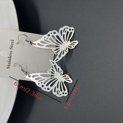 Silvery Butterfly Earrings Hollow Stud Female Versatile
