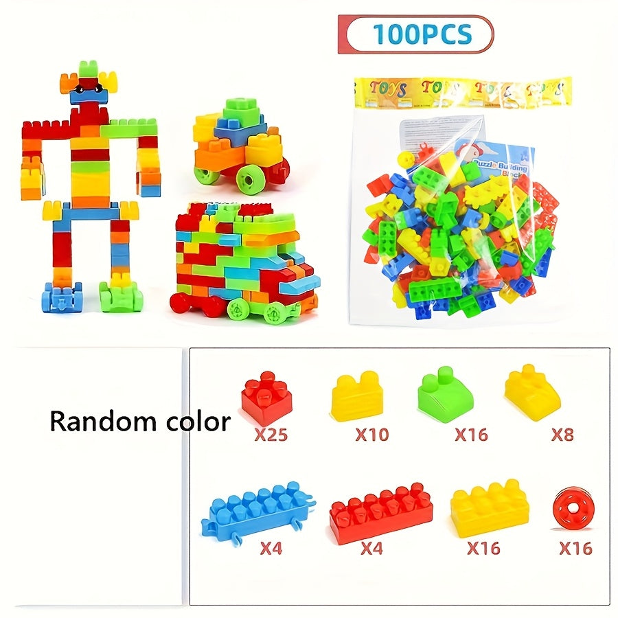 100pcs Kids Building Block Set - Educational Toy for Boys and Girls