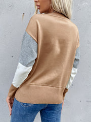 Crew Neck Knit Pullover Sweater for Women