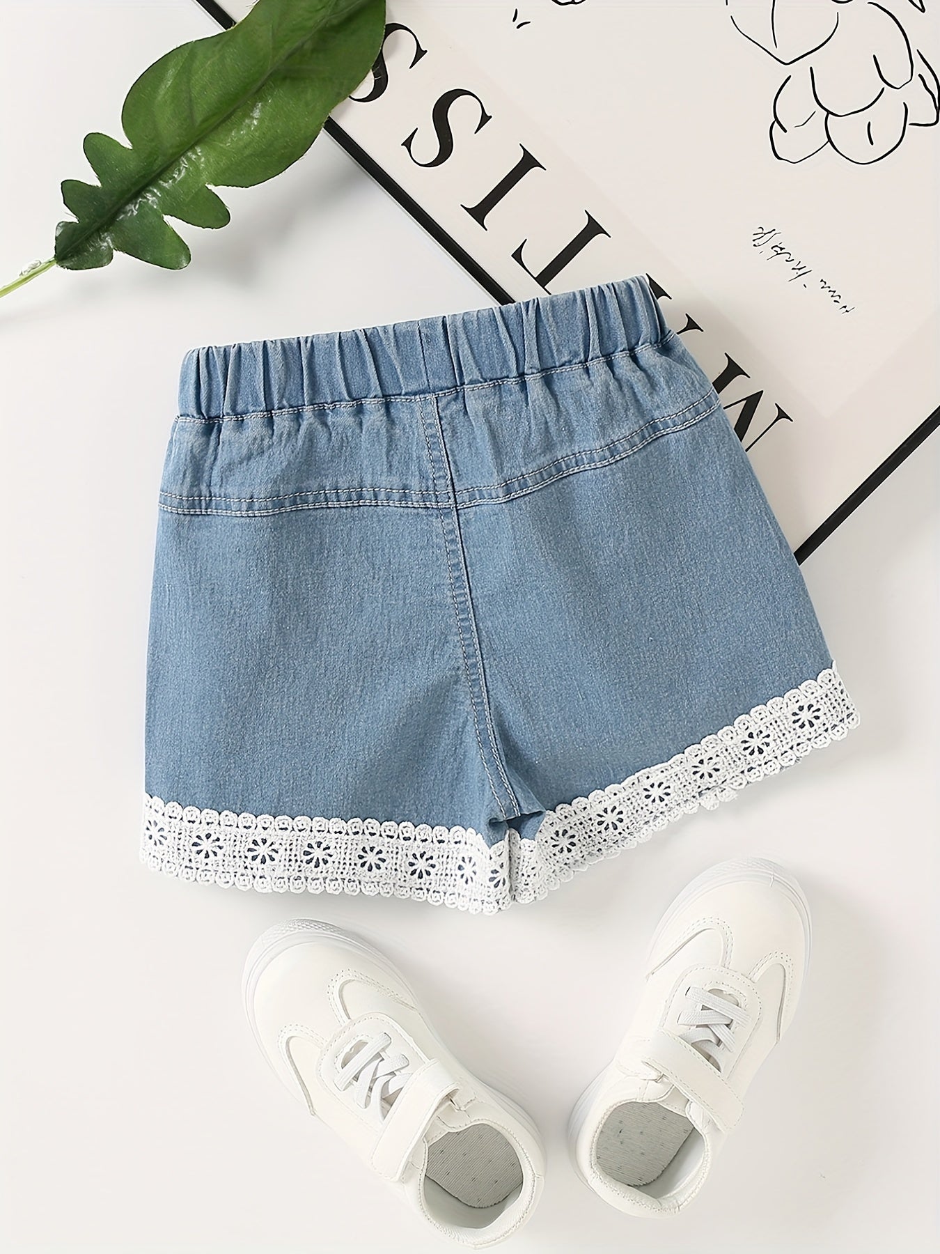 Girls' Lace Embroidery Denim Shorts for Summer