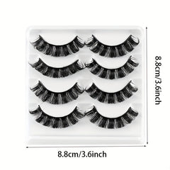 4 Pairs False Eyelashes Dramatic Curling Volume Lashes Natural Look Thick Lashes