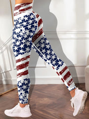 American Flag High Waist Yoga Pants Stretch Leggings Activewear