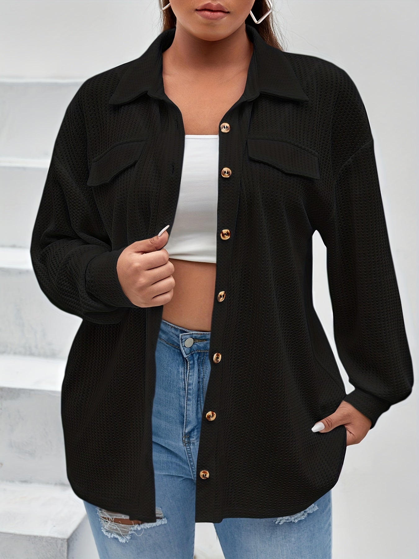 Solid Stretch Blouse Women's Semi Sheer Top