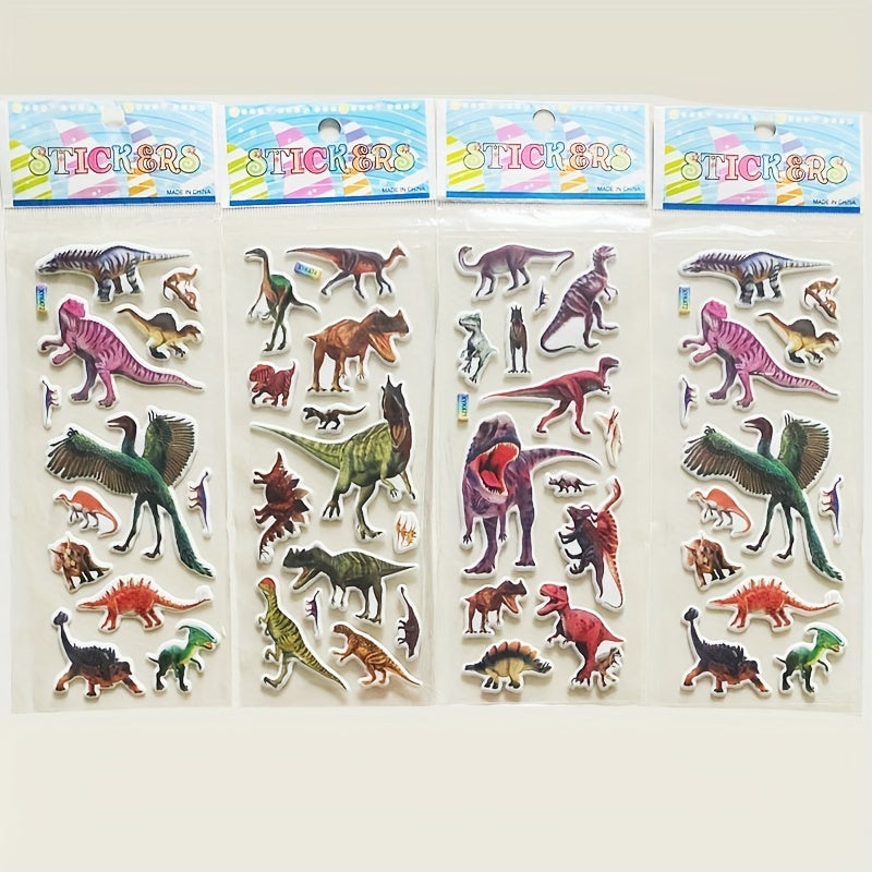 12 Sheets 3D Dinosaur Stickers for Kids - Waterproof DIY Skateboard Wall Decor