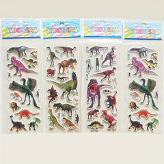 12 Sheets 3D Dinosaur Stickers for Kids - Waterproof DIY Skateboard Wall Decor