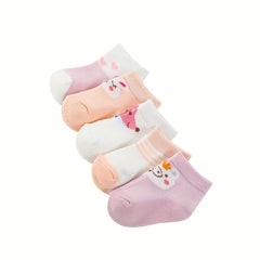 5 Pairs Cotton Cartoon Animal Mesh Socks For Newborn Baby Toddler Girls