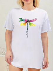 Dragonfly Print Round Neck Sleep Dress