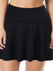 Solid Tummy Control Swimwear Skort