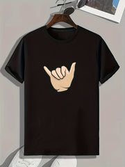Hand Gesture Print Men's Sports T-shirt