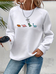 Dino Print Crew Neck Sweatshirt Women's S/F