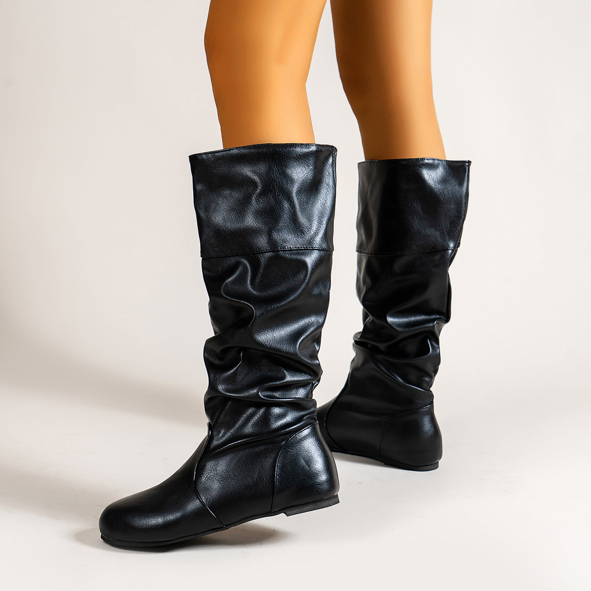 Women's Ruched Knee High Riding Boots