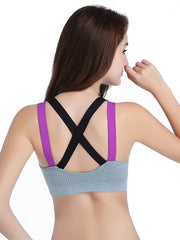 Colorblock Strap Seamless Crop Top Sports Bra