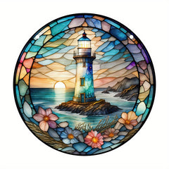 Lighthouse Stained Glass Sun Catcher Hanging Art Decoration