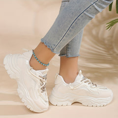 Women's Breathable Mesh Panel Sneakers Thick Bottom Platform Shoes