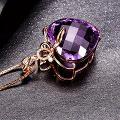 Heart shaped Amethyst Pendant Necklace Golden plated Faux Gemstone Necklace