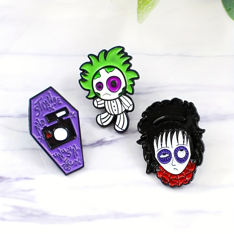 Purple Eyering Doll Girl Brooch for Clothes and Bags