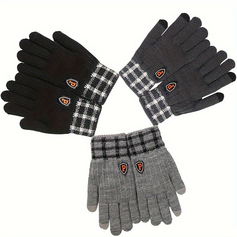 Men's Touch Screen Coldproof Sports Gloves Warm Knitted Driving Cycling