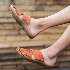 SENBURNY Men's Closed toe Leather Slides Slippers Sandals