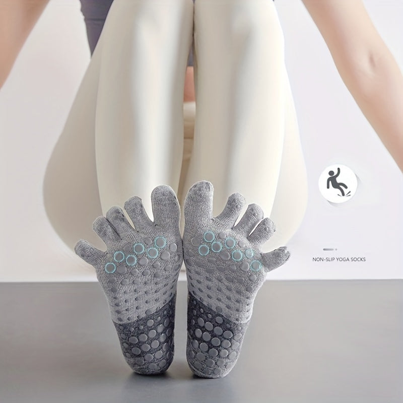 2pcs Women's Non slip Five Finger Yoga Socks Sweat Absorbing