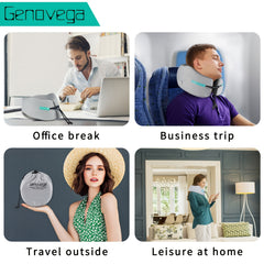 Adjustable Memory Foam Neck Pillow for Travel with Washable Cover