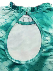 Toddler Girls Fish Scales Tie Dye One Piece Swimsuit